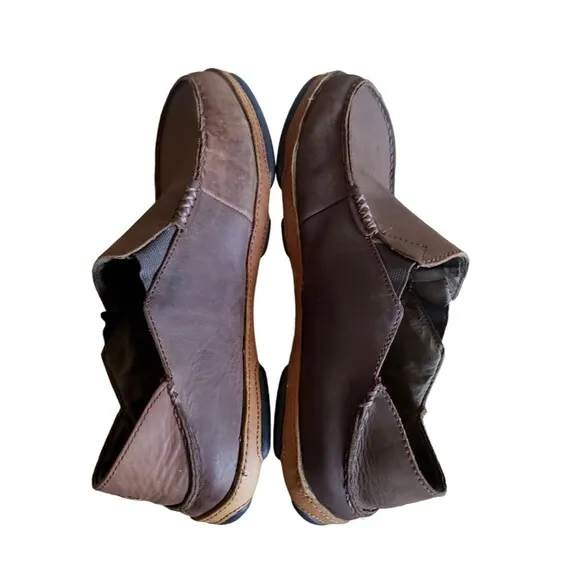 Olukai Men's Moloa Brown Leather Slip On Shoes Size 10 Loafers Boat Shoes