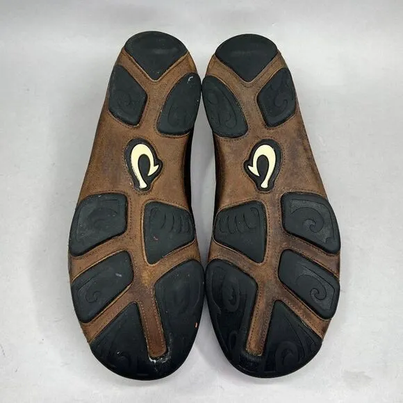 Olukai Men's Size 10.5 Moloa Brown Leather Slip On Shoes