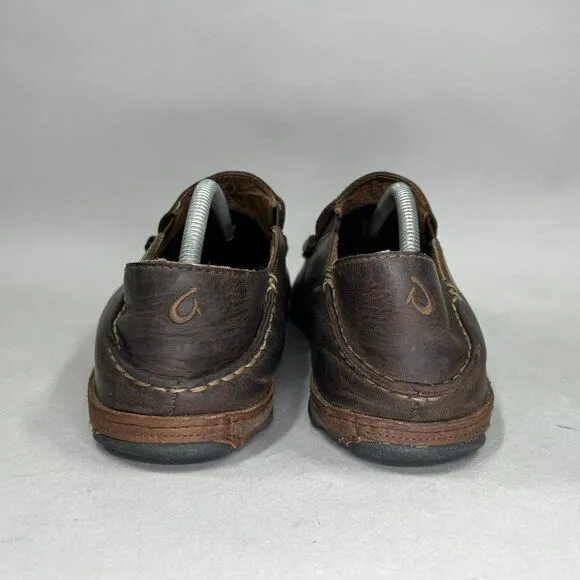 Olukai Men's Size 10.5 Moloa Brown Leather Slip On Shoes