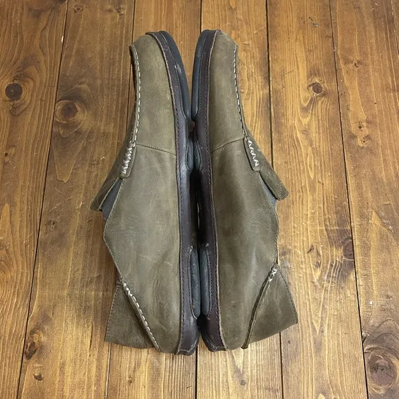 OLUKAI Mens size 14 moloa slip on leather shoes brown