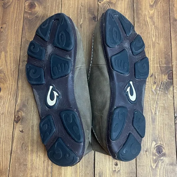 OLUKAI Mens size 14 moloa slip on leather shoes brown