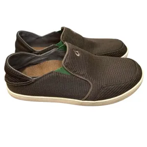 OluKai men's size 8 Nohea Mesh mustang brown loafers/boat shoes, slip on