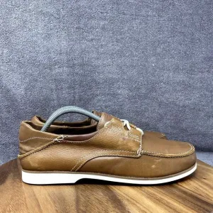 Olukai Moku Brown Leather Boat Loafer Mens Size 9.5 Low Slip On Shoes Sneakers