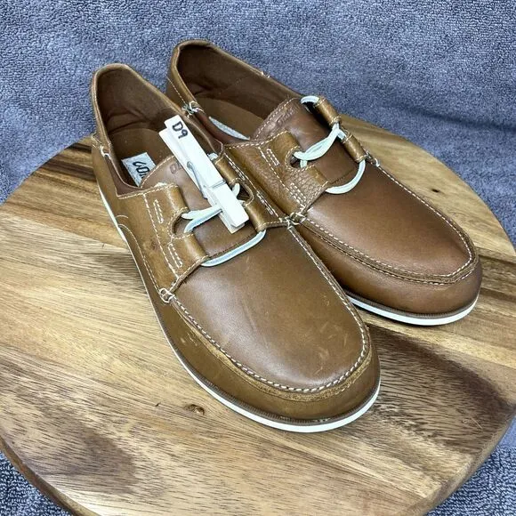 Olukai Moku Brown Leather Boat Loafer Mens Size 9.5 Low Slip On Shoes Sneakers