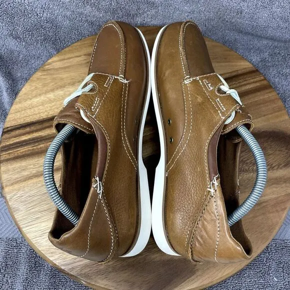 Olukai Moku Brown Leather Boat Loafer Mens Size 9.5 Low Slip On Shoes Sneakers