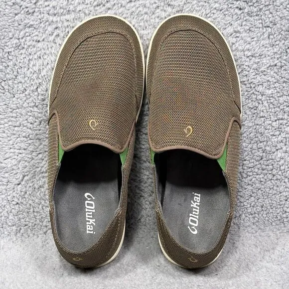 Olukai Nohea Mesh Mens Size 9.5 Slip On Sneakers Mustang Lime Peel 10188-13AP