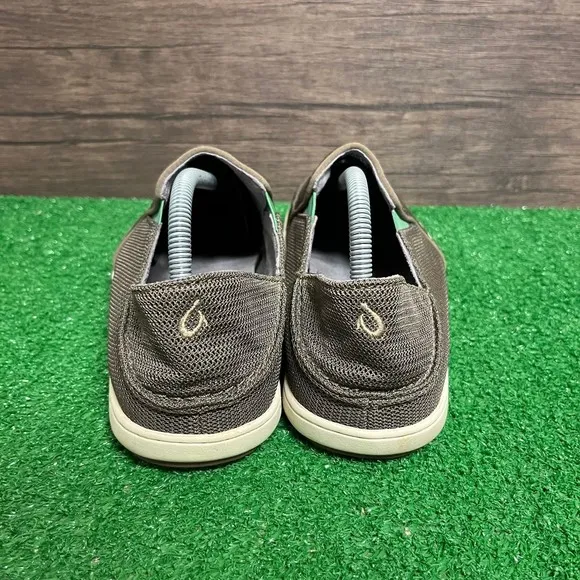 Olukai Nohea Mesh Slip On Boat Shoes Mustang Lime Brown Grey Men’s‎ Size 10