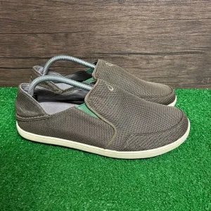 Olukai Nohea Mesh Slip On Boat Shoes Mustang Lime Brown Grey Men’s‎ Size 10