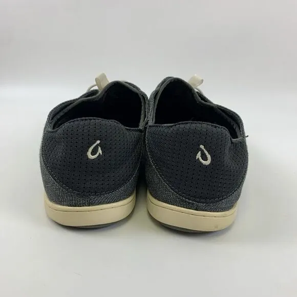 Olukai Nohea Moku No Tie Boat Shoe Slip On Casual Gray Mesh Drop Heel Mens 11