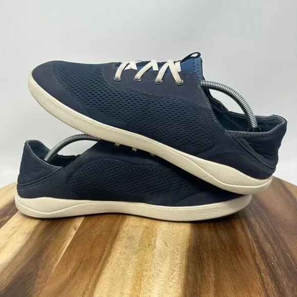 Olukai Shoes Mens 12 Moku Pae Blue Slip On Sneaker Comfort Casual Boat Loafer
