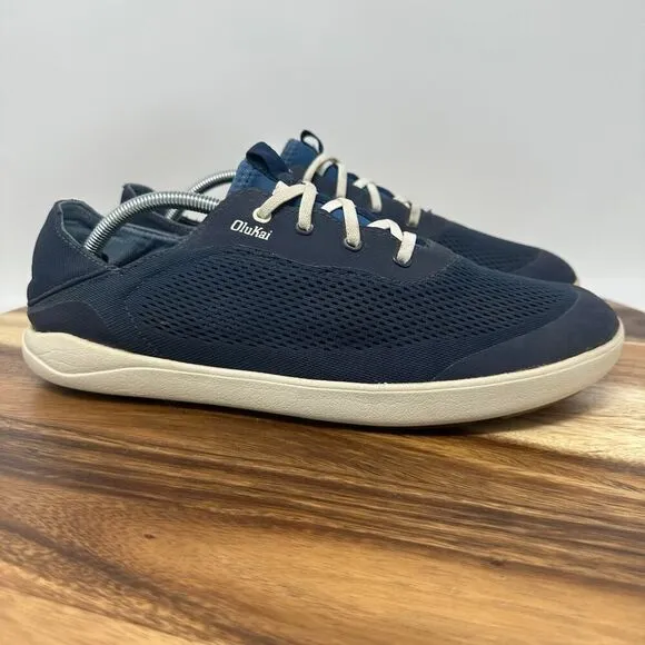 Olukai Shoes Mens 12 Moku Pae Blue Slip On Sneaker Comfort Casual Boat Loafer