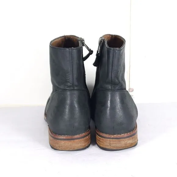 olukai Women's Kaona Il US 7 Black Leather Side Zip Ankle Boots Booties
