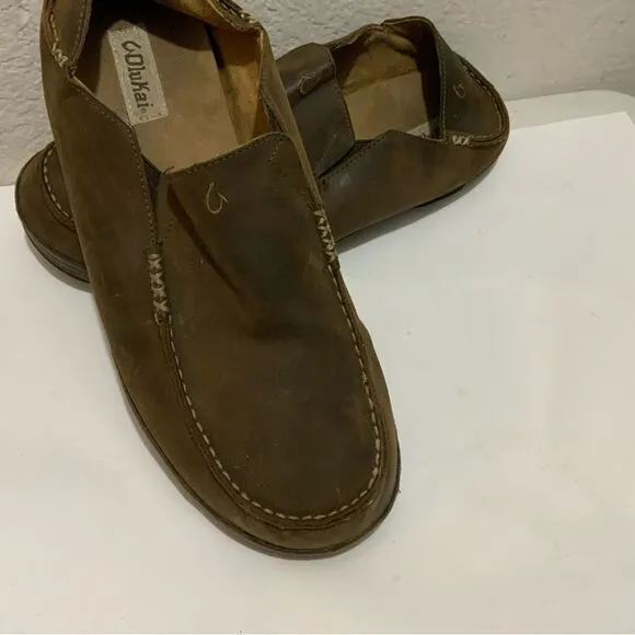 Olukai Moloa Brown Slip On Loafers Casual Shoes Men's 14