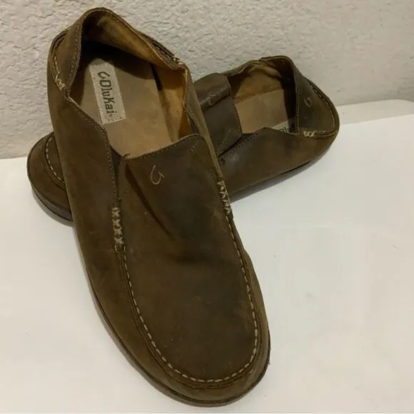Olukai Moloa Brown Slip On Loafers Casual Shoes Men's 14