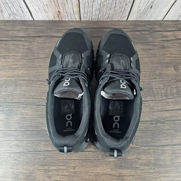 On Cloud 5 Waterproof Slip On Black Bungee Running Sneaker Women's Sz 5.5 (VGC)