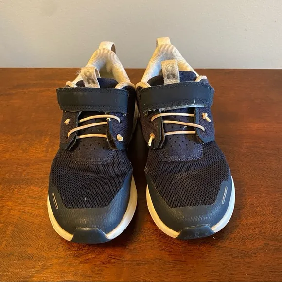 On Running Blue and White Sneakers with Velcro On Cloud