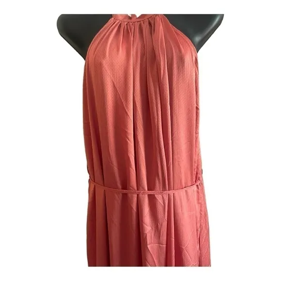 One One Six Halter Style Maxi Tiered Skirt Dress In Clay
