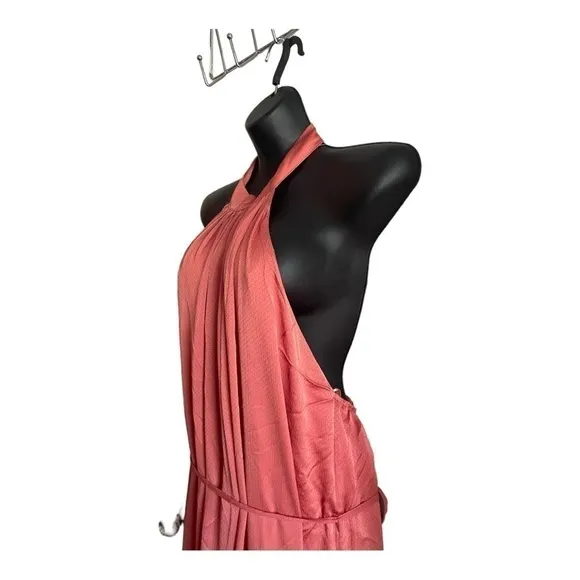 One One Six Halter Style Maxi Tiered Skirt Dress In Clay