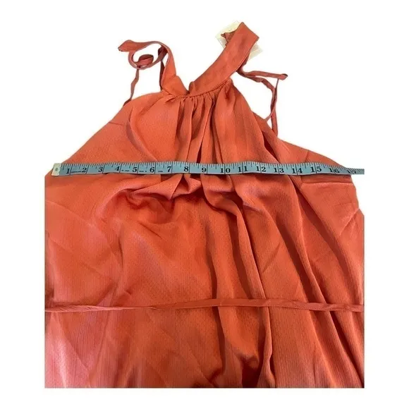 One One Six Halter Style Maxi Tiered Skirt Dress In Clay