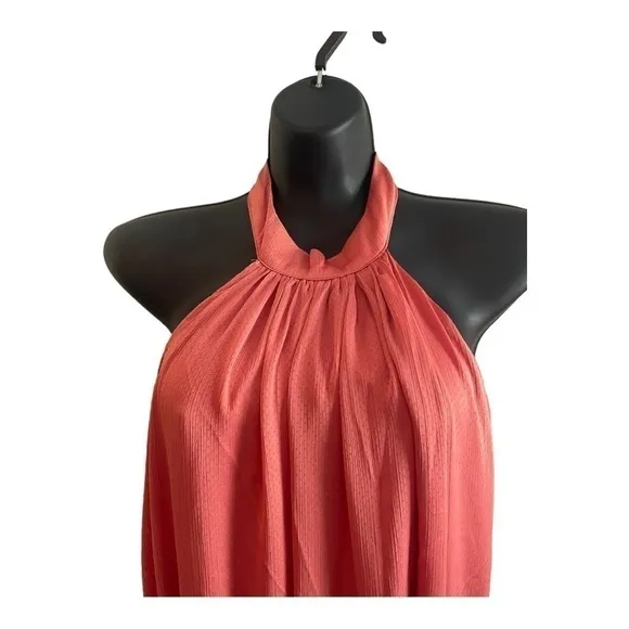 One One Six Halter Style Maxi Tiered Skirt Dress In Clay