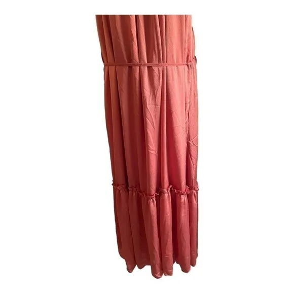 One One Six Halter Style Maxi Tiered Skirt Dress In Clay