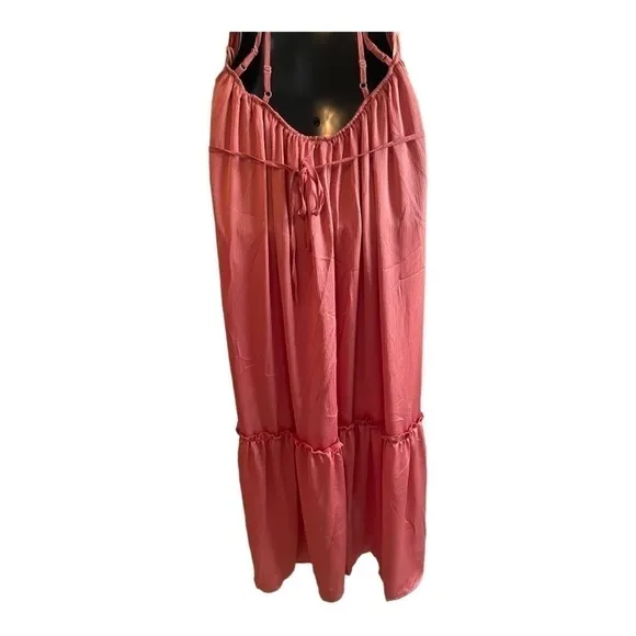 One One Six Halter Style Maxi Tiered Skirt Dress In Clay