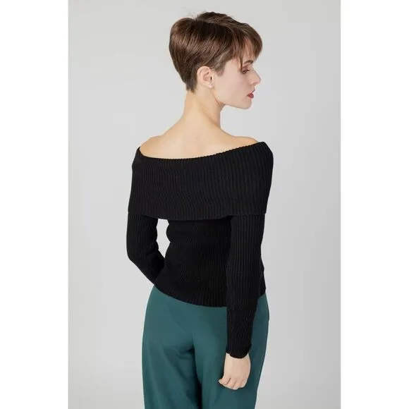 Only Ribbed Knit Offtheshoulder Sweater Women Black Knitwear