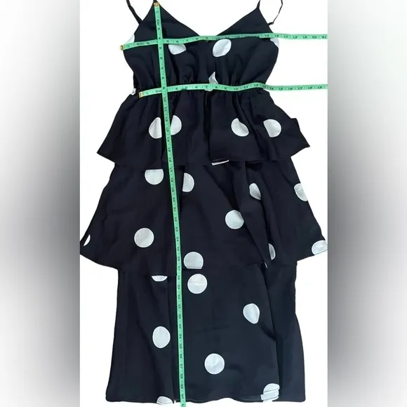 O.p.t Cava Black and White Polka Dot Tiered Sun Dress Size Large NWT