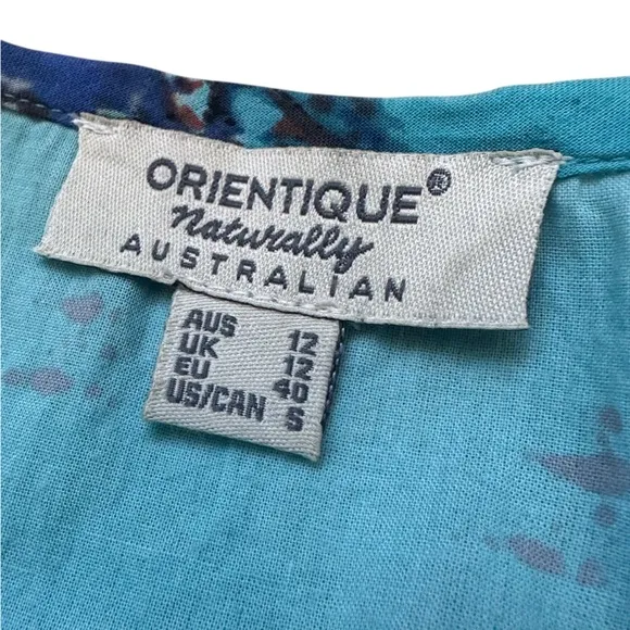 ORIENTQUE Australia Womens Retro Boat Print Crinkle Cotton Dress Size Small