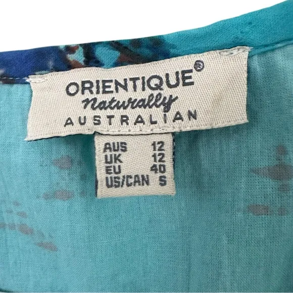 ORIENTQUE Australia Womens Retro Boat Print Crinkle Cotton Dress Size Small