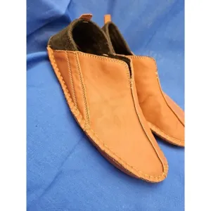 Orvis Leather Indoor/Outdoor Slippers Size 11 Moccasins COGNAC CAMEL BROWN
