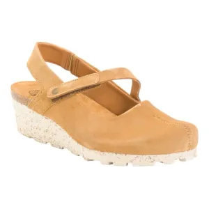OTBT Beige Made In Portugal Suede Prog Wedges With Velcro And Slingback Straps