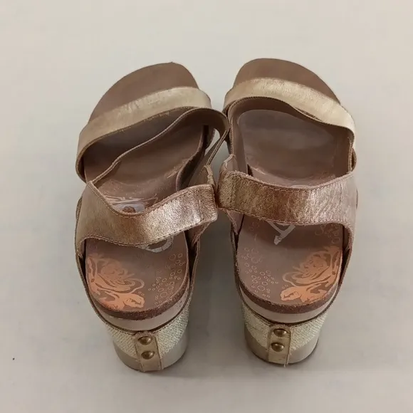 OTBT BNWOB Leather Bushnell Platform Wedge Sandals in Gold Boho Festival