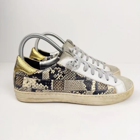 P448 John Low Top Sneaker Womens Sz US 6.5 Picasso Patchwork Money Designer Shoe