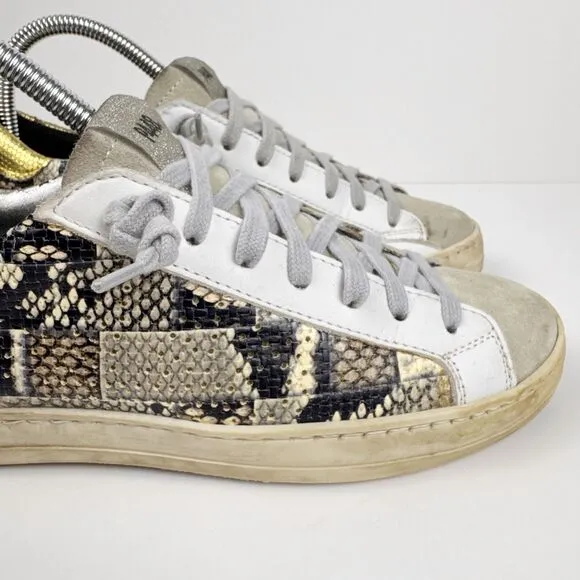 P448 John Low Top Sneaker Womens Sz US 6.5 Picasso Patchwork Money Designer Shoe