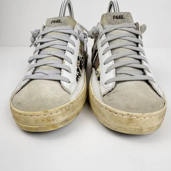 P448 John Low Top Sneaker Womens Sz US 6.5 Picasso Patchwork Money Designer Shoe