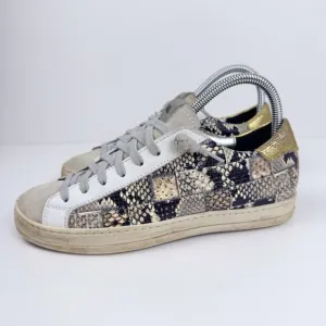 P448 John Low Top Sneaker Womens Sz US 6.5 Picasso Patchwork Money Designer Shoe