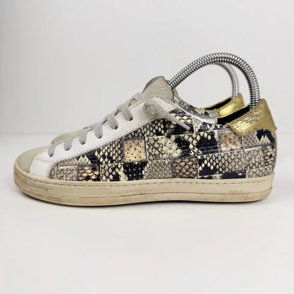 P448 John Low Top Sneaker Womens Sz US 6.5 Picasso Patchwork Money Designer Shoe