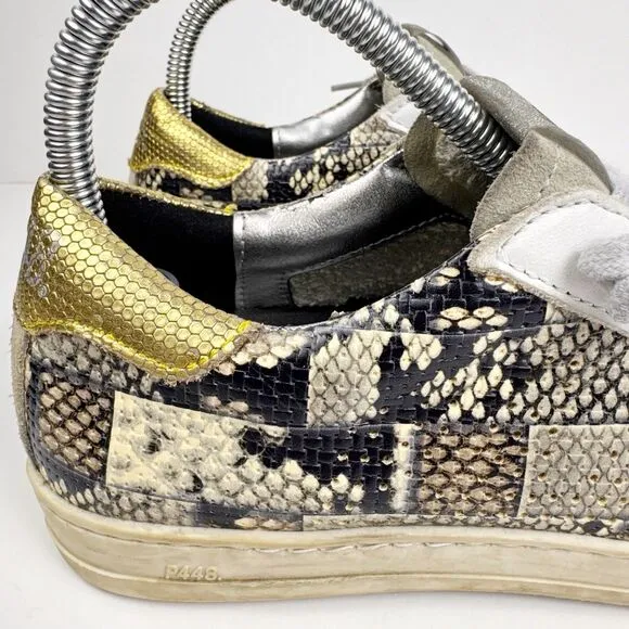 P448 John Low Top Sneaker Womens Sz US 6.5 Picasso Patchwork Money Designer Shoe