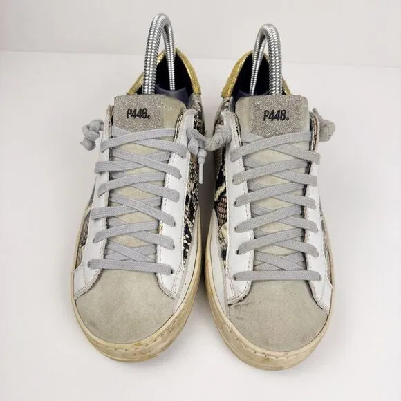 P448 John Low Top Sneaker Womens Sz US 6.5 Picasso Patchwork Money Designer Shoe