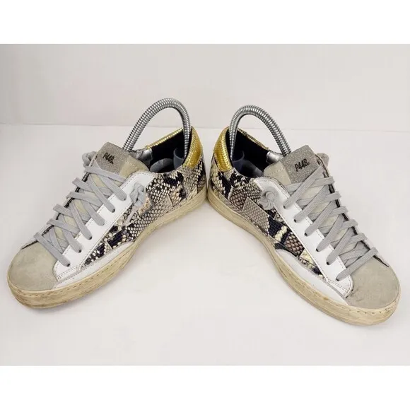 P448 John Low Top Sneaker Womens Sz US 6.5 Picasso Patchwork Money Designer Shoe