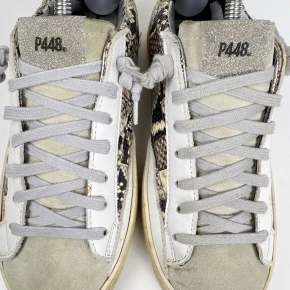 P448 John Low Top Sneaker Womens Sz US 6.5 Picasso Patchwork Money Designer Shoe