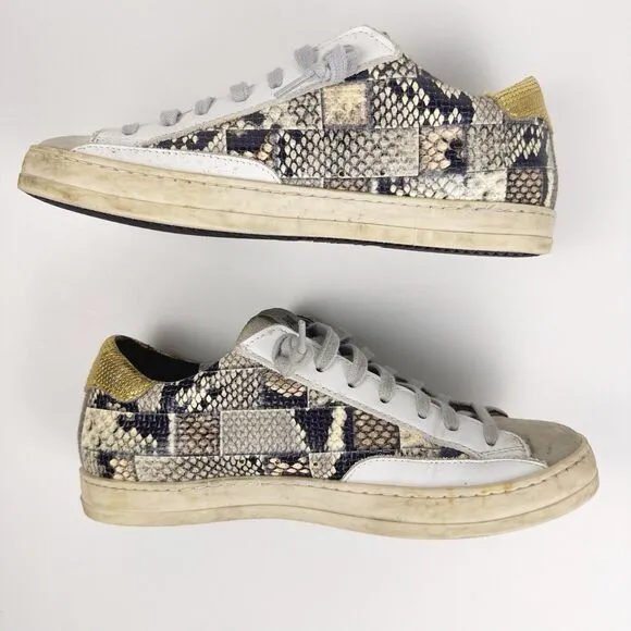 P448 John Low Top Sneaker Womens Sz US 6.5 Picasso Patchwork Money Designer Shoe