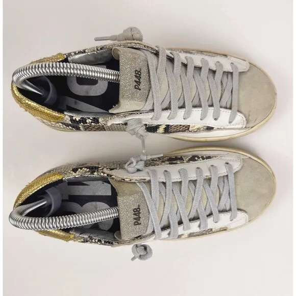 P448 John Low Top Sneaker Womens Sz US 6.5 Picasso Patchwork Money Designer Shoe