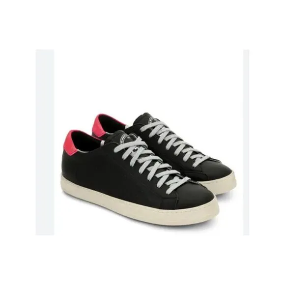 P448 Mens Black Perforated Padded F22 John Round Toe Leather Sneakers Shoes 43