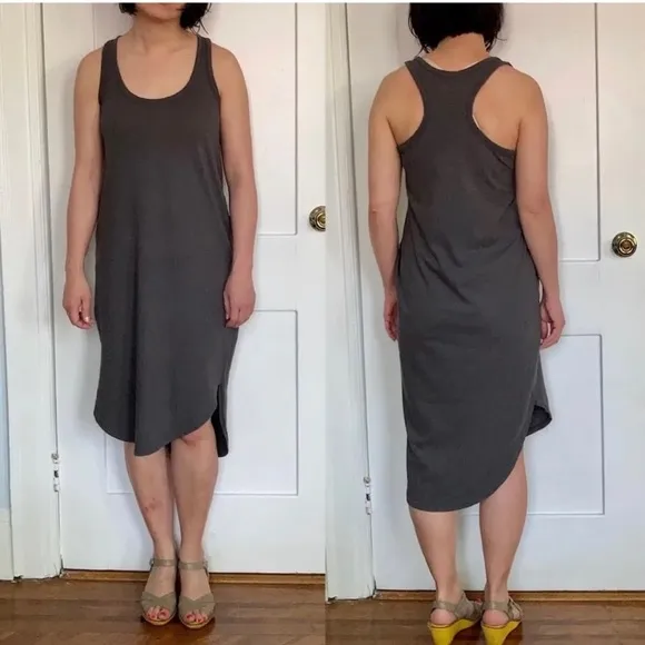 Pact Field Nubby Organic Cotton and Hemp Racerback Tank Midi Dress Medium