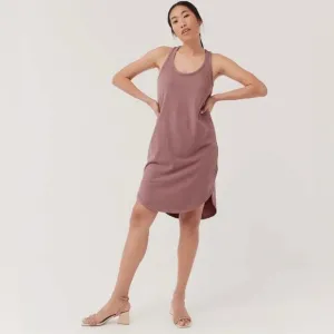 Pact Field Nubby Organic Cotton and Hemp Racerback Tank Midi Dress Medium