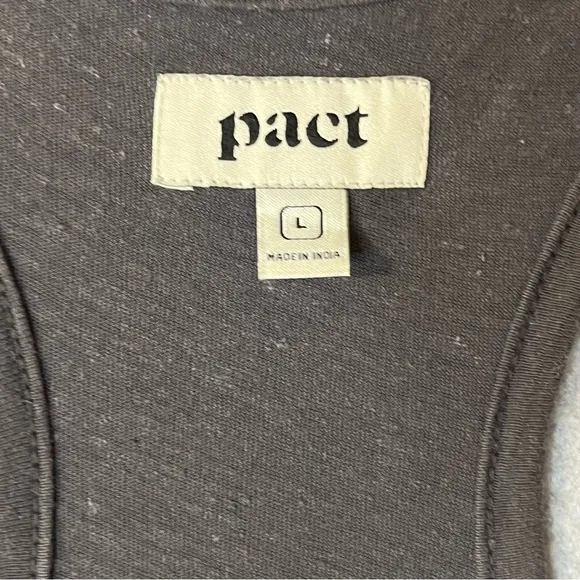 Pact Field Racerback Dress Women’s Sz L Gray Nubby Organic Cotton Hemp Tank Midi