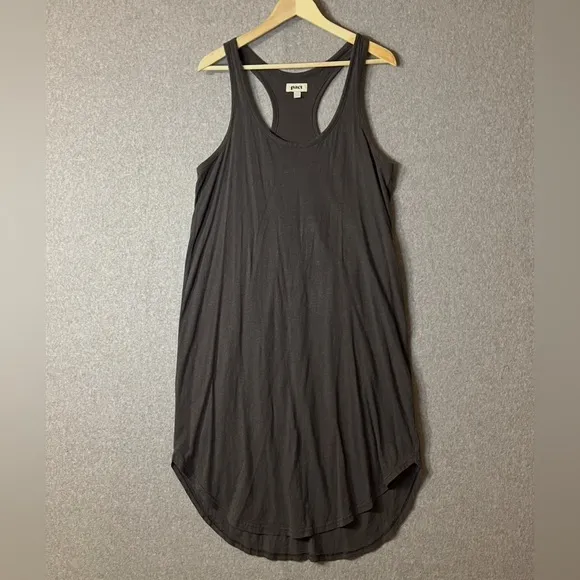 Pact Field Racerback Dress Women’s Sz L Gray Nubby Organic Cotton Hemp Tank Midi