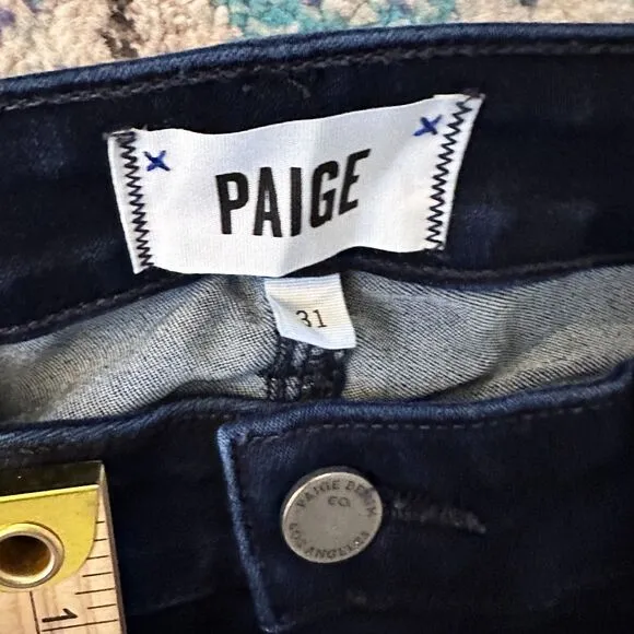 Paige Women’s Dark Wash Stretchy Manhattan Bootcut Jeans Tall (Long) Size 31/12